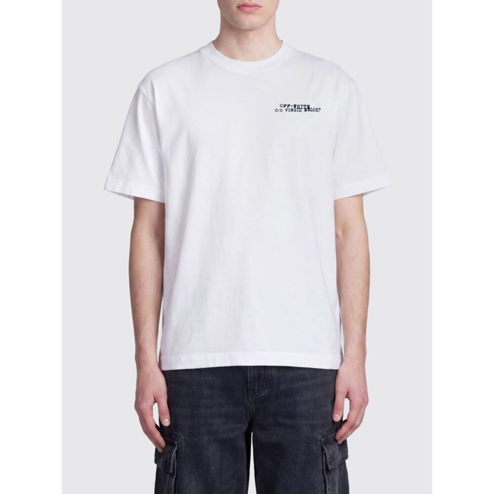 Off-White Men Off-White Cotton Crew Neck T-Shirt